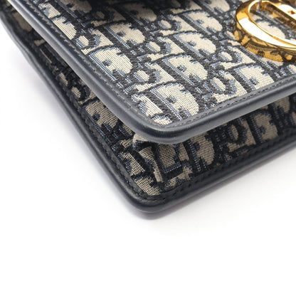 Dior Shoulder Bag 30 Montaigne Black Jacquard Navy Canvas Leather — view 7