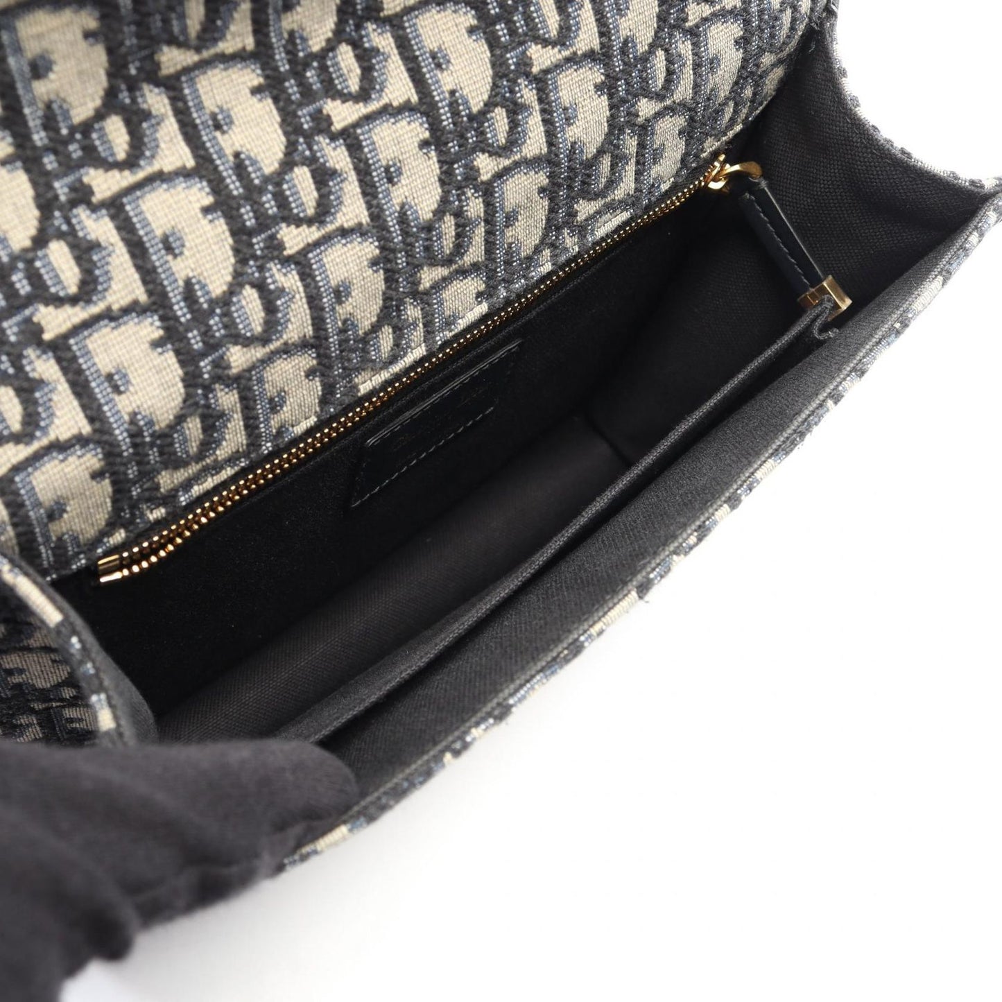 Dior Shoulder Bag 30 Montaigne Black Jacquard Navy Canvas Leather — view 3