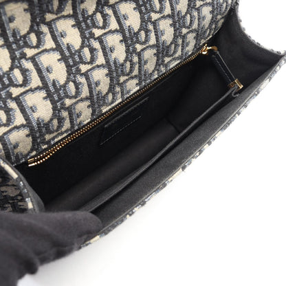 Dior Shoulder Bag 30 Montaigne Black Jacquard Navy Canvas Leather — view 3