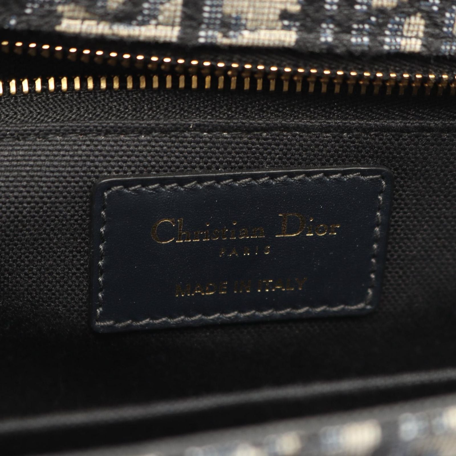 Dior Shoulder Bag 30 Montaigne Black Jacquard Navy Canvas Leather — view 4