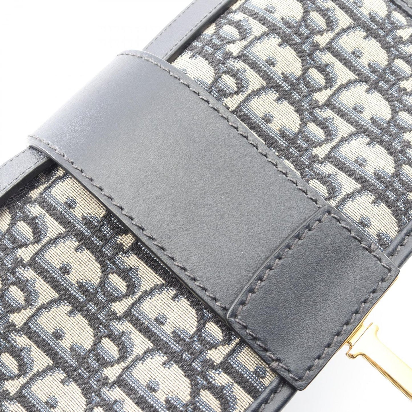 Dior Shoulder Bag 30 Montaigne Black Jacquard Navy Canvas Leather — view 8