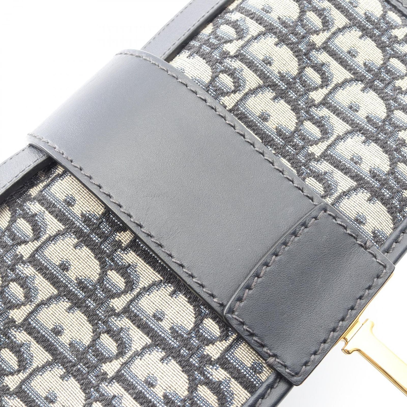 Dior Shoulder Bag 30 Montaigne Black Jacquard Navy Canvas Leather — view 8