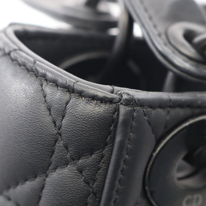 Dior Handbag Lady Dior Mini Cannage 2-Way Ultra Matte Black Leather Lady Dior — view 9