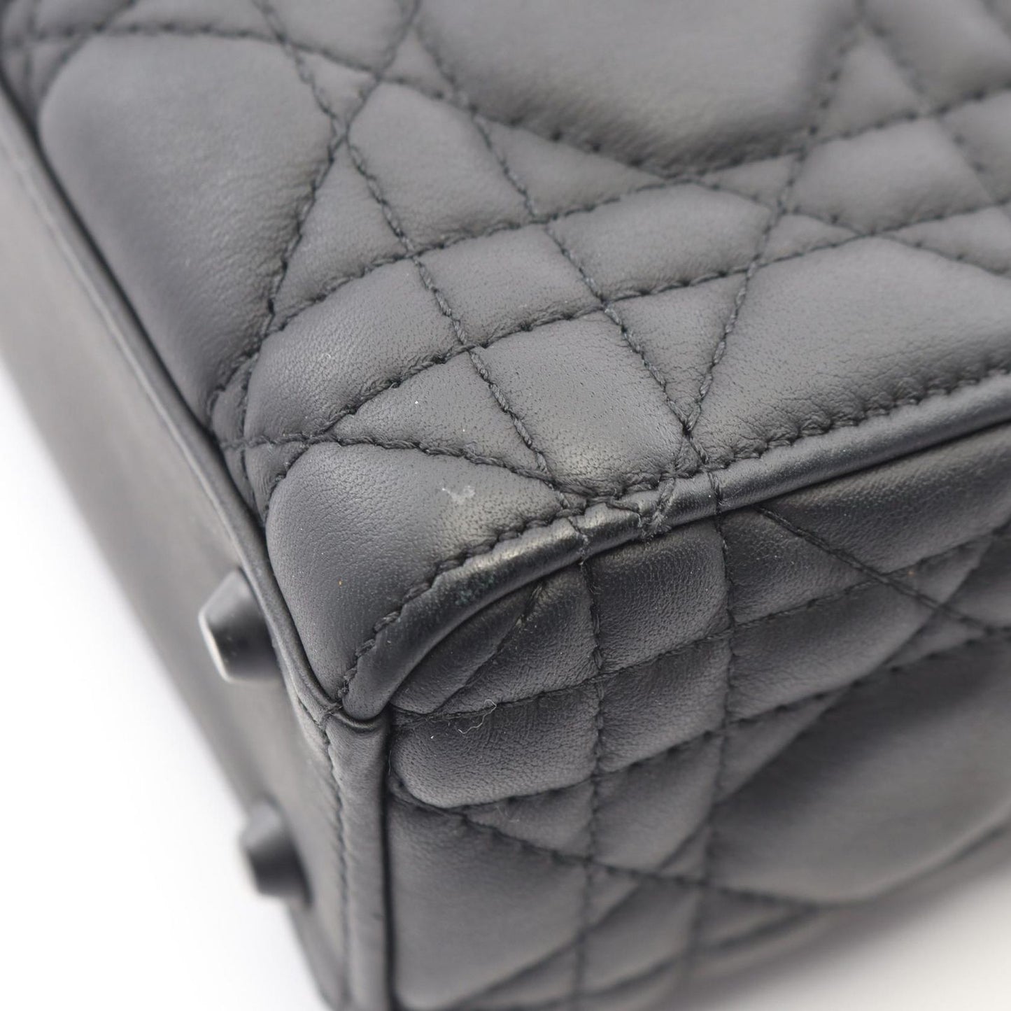 Dior Handbag Lady Dior Mini Cannage 2-Way Ultra Matte Black Leather Lady Dior — view 7