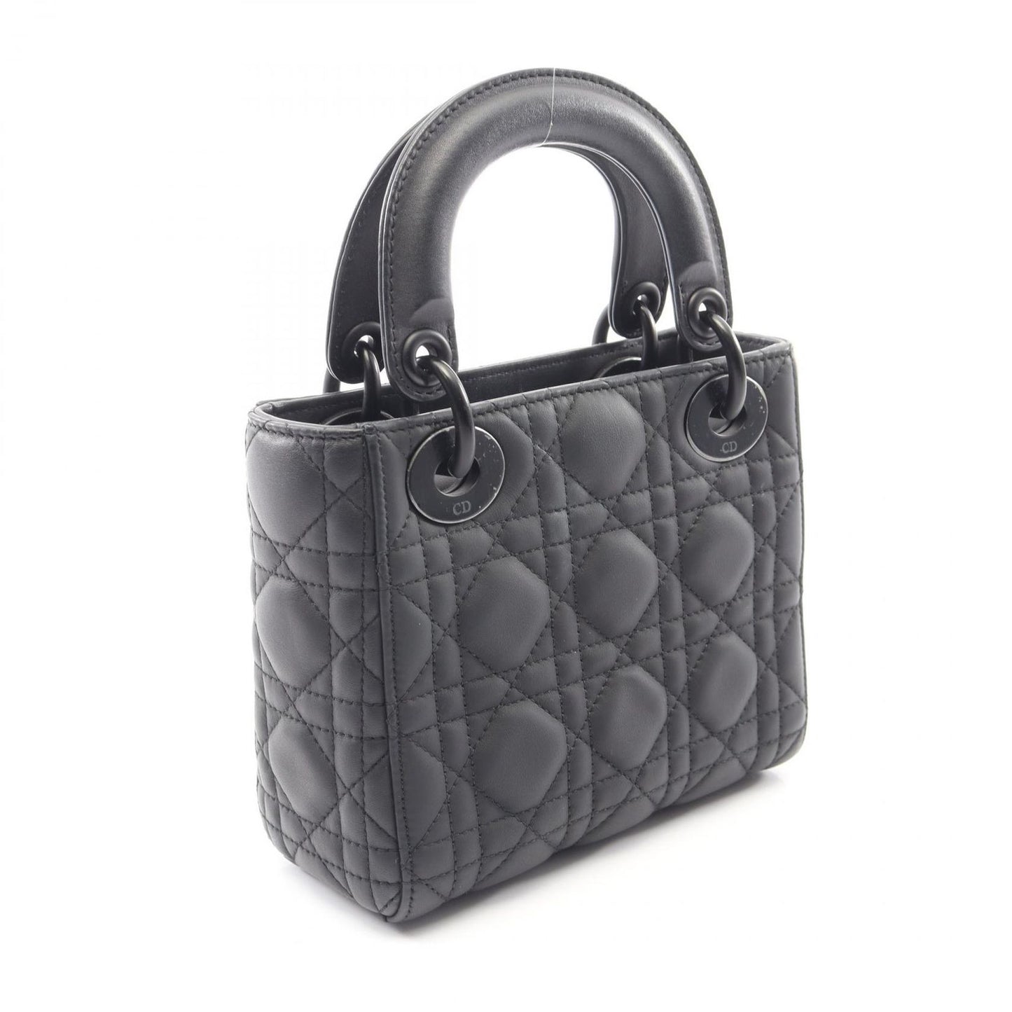 Dior Handbag Lady Dior Mini Cannage 2-Way Ultra Matte Black Leather Lady Dior — view 2