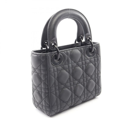 Dior Handbag Lady Dior Mini Cannage 2-Way Ultra Matte Black Leather Lady Dior — view 2