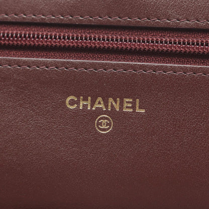 Chanel Shoulder Bag Quilted Marine Charm Navy Wool Leather Chain Wallet — view 4