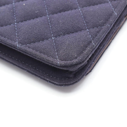 Chanel Shoulder Bag Quilted Marine Charm Navy Wool Leather Chain Wallet — view 9