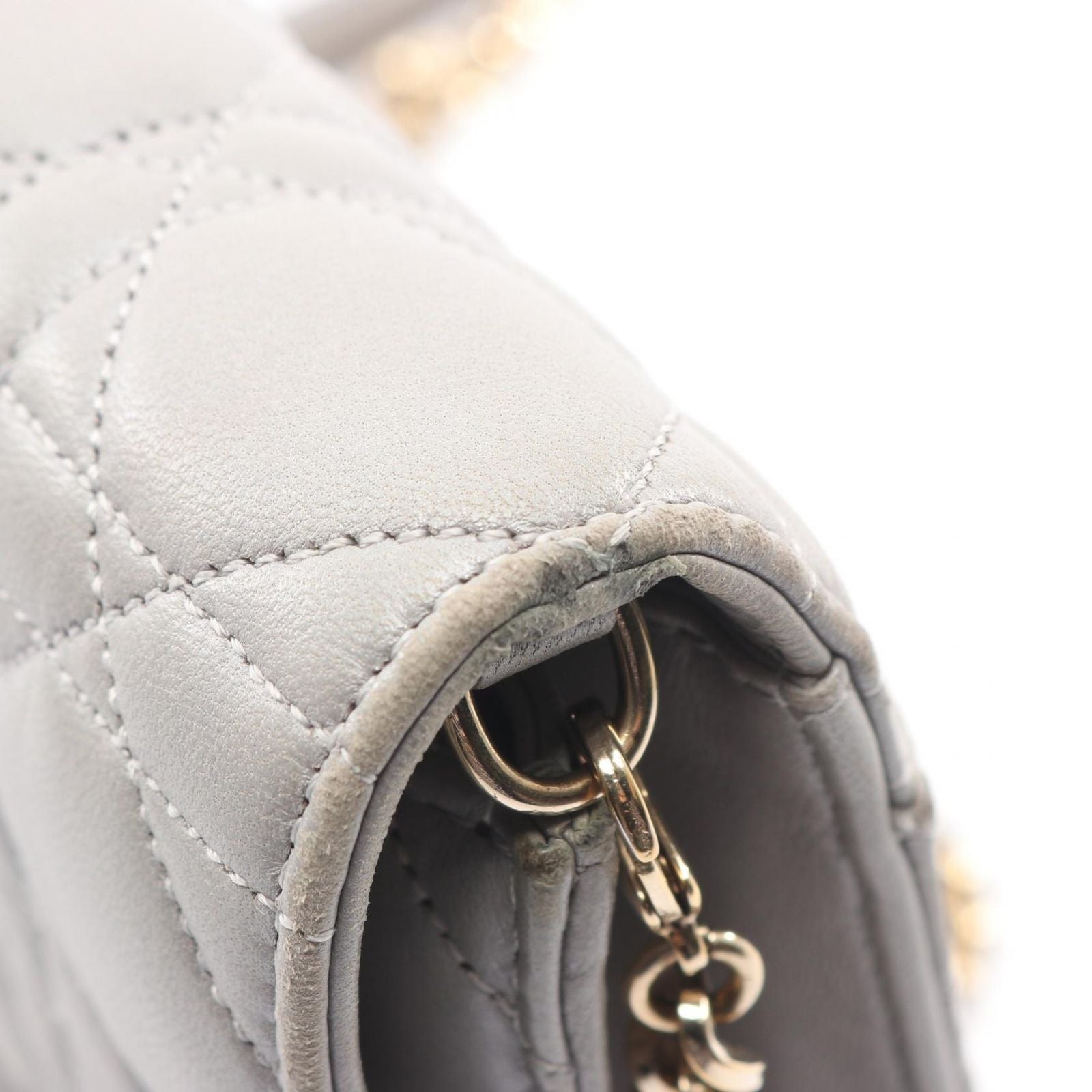 Dior Shoulder Bag Miss Dior Cannage Gray Leather Chain — view 9