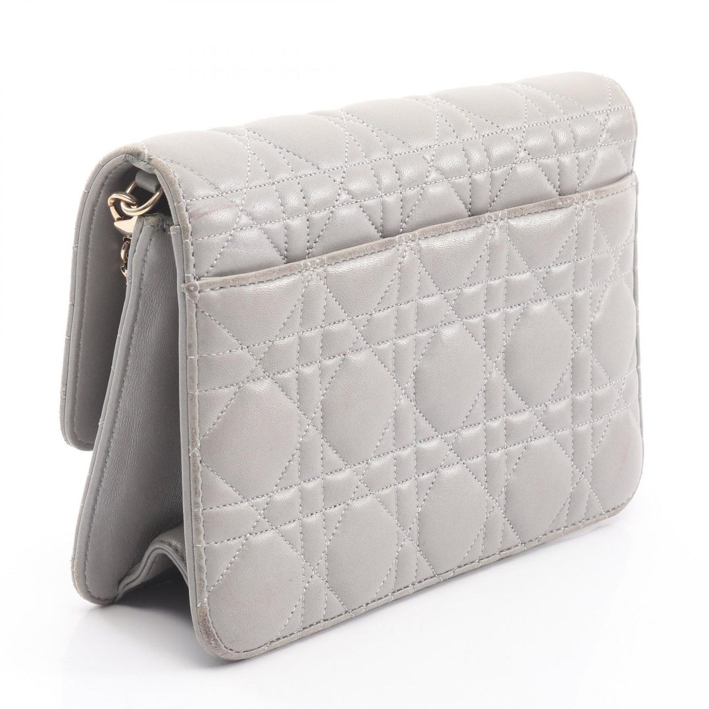 Dior Shoulder Bag Miss Dior Cannage Gray Leather Chain — view 2