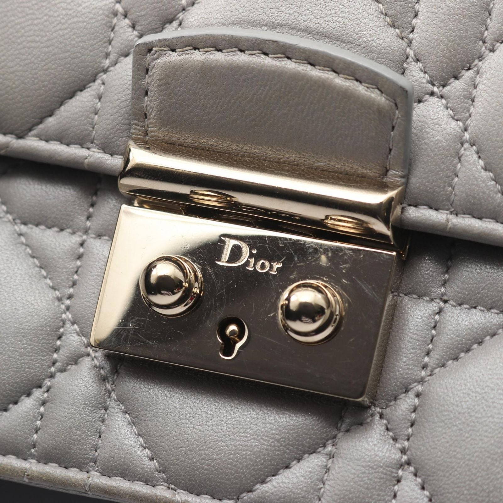 Dior Shoulder Bag Miss Dior Cannage Gray Leather Chain — view 7