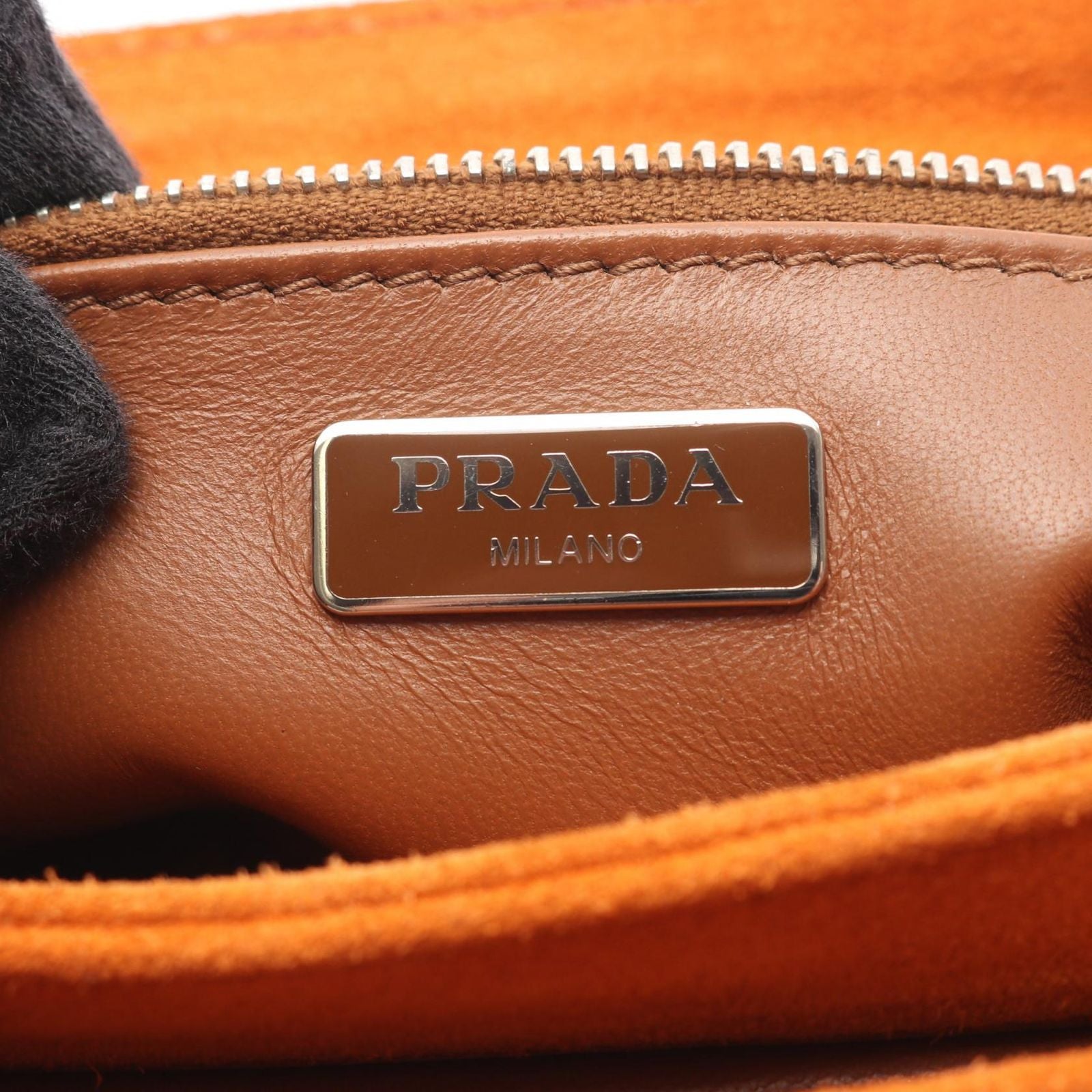 Prada Shoulder Bag Scamosciato Papaya Suede Lock Flap Chain — view 4