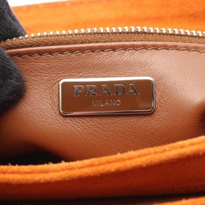 Prada Shoulder Bag Scamosciato Papaya Suede Lock Flap Chain — view 4