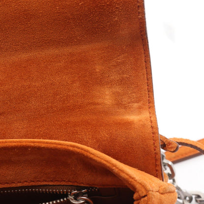 Prada Shoulder Bag Scamosciato Papaya Suede Lock Flap Chain — view 8