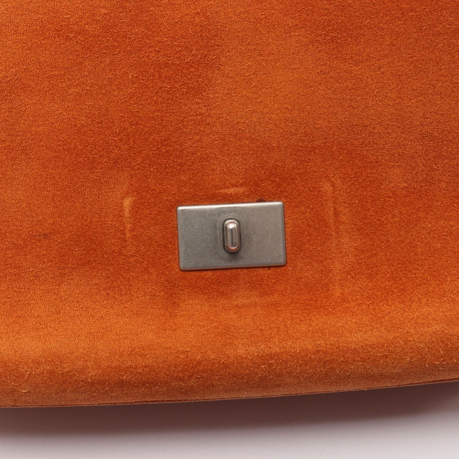 Prada Shoulder Bag Scamosciato Papaya Suede Lock Flap Chain — view 6