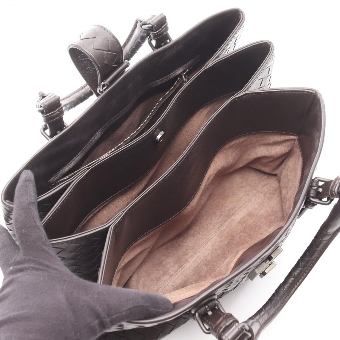 Bottega Veneta Handbag Intrecciato Roman Dark Brown Leather Hand — view 3