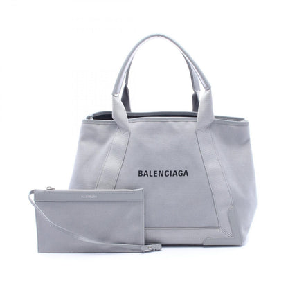 Balenciaga Tote Navy Cabas New Cover Gray Canvas Leather