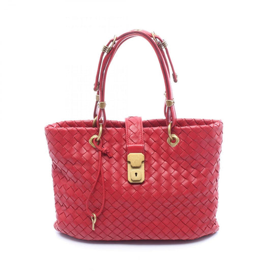 Bottega Veneta Handbag Capri Intrecciato Red Leather