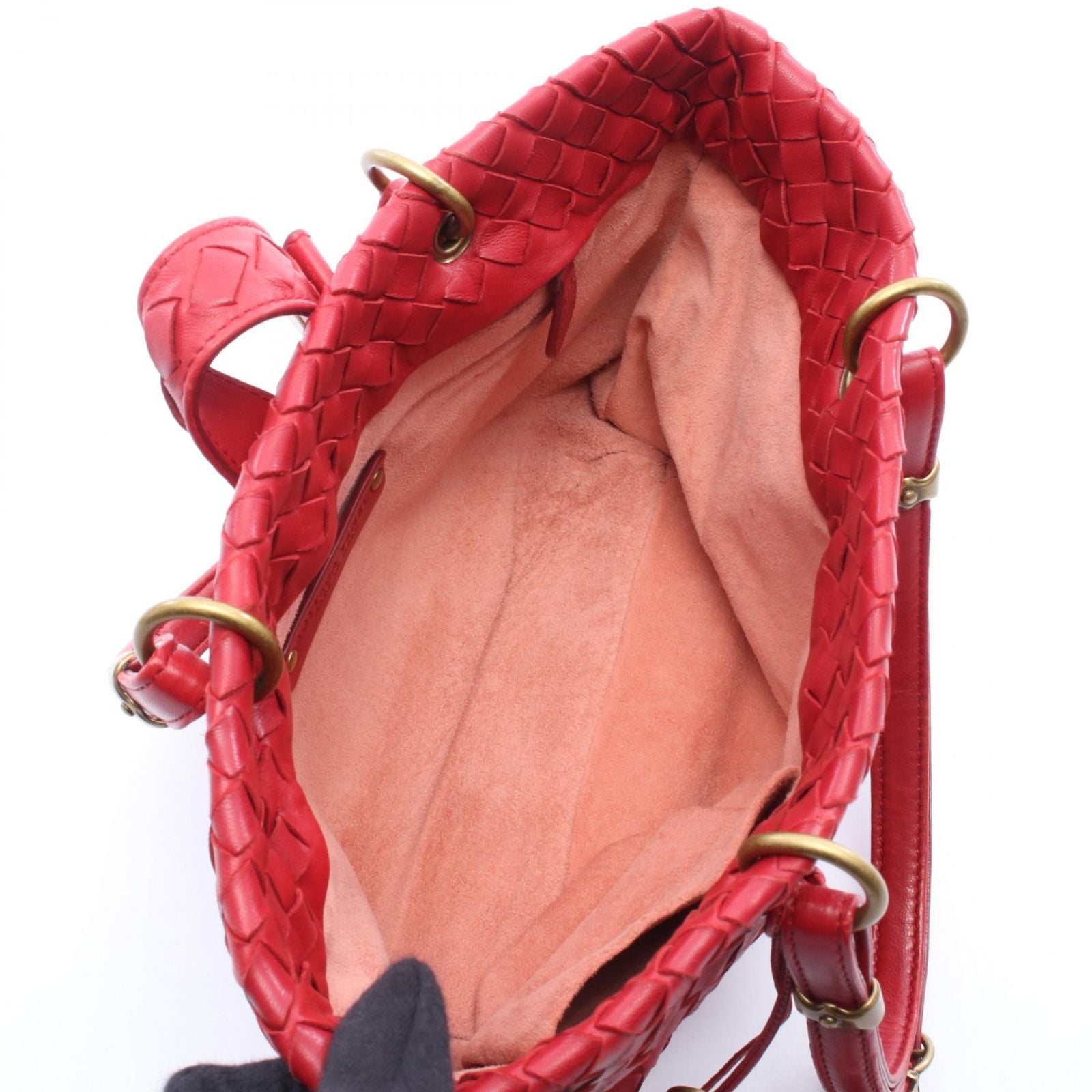 Bottega Veneta Handbag Capri Intrecciato Red Leather — view 3