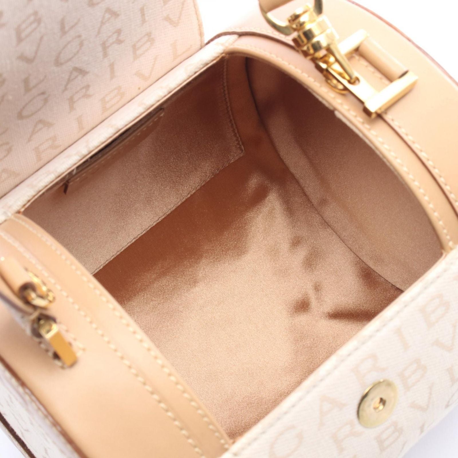 Bvlgari Handbag B-zero One Logo Mania Beige Canvas Leather — view 3