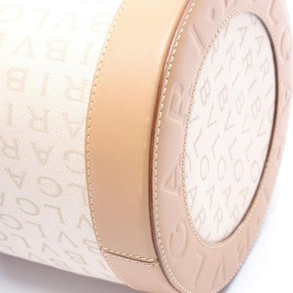 Bvlgari Handbag B-zero One Logo Mania Beige Canvas Leather — view 7