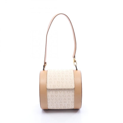 Bvlgari Handbag B-zero One Logo Mania Beige Canvas Leather