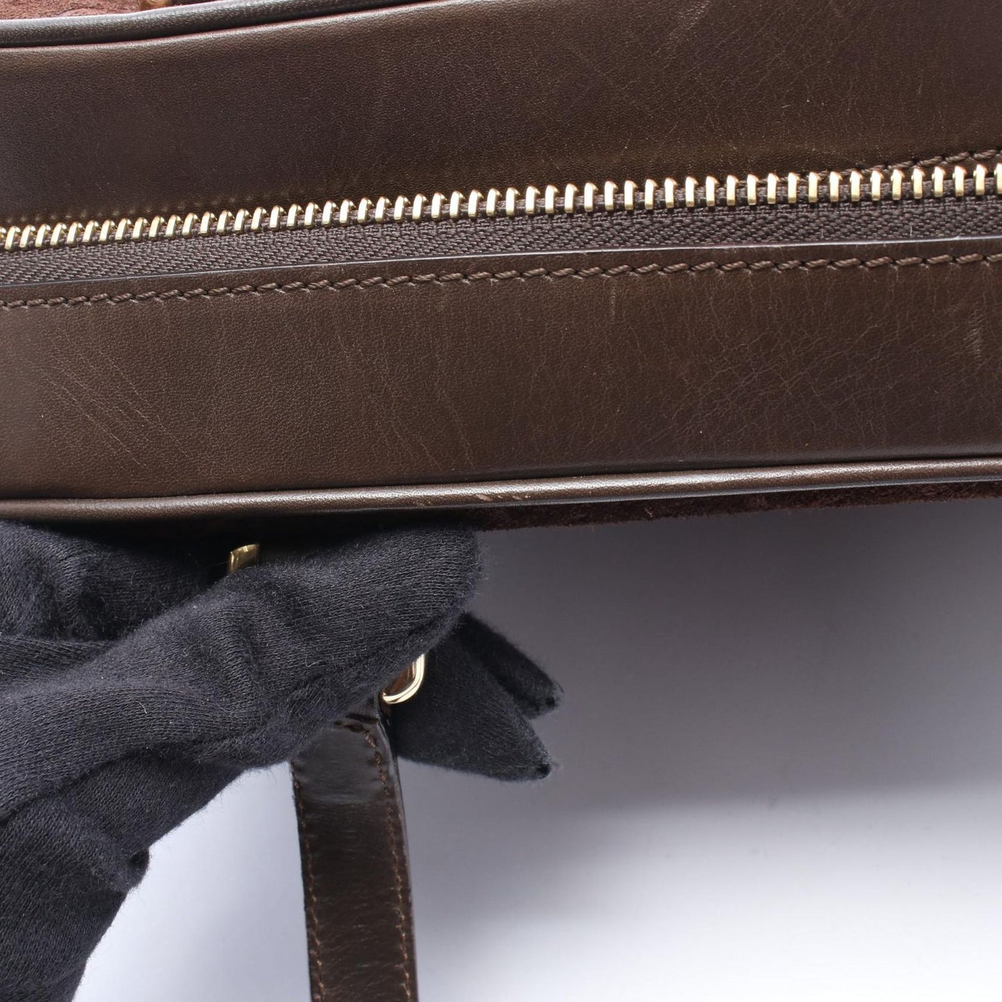 Celine Handbag Macadam Brown Suede Leather — view 5