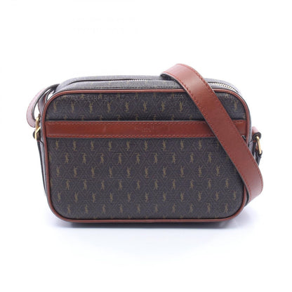 Saint Laurent Paris Shoulder Bag Monogram Dark Brown Canvas Leather