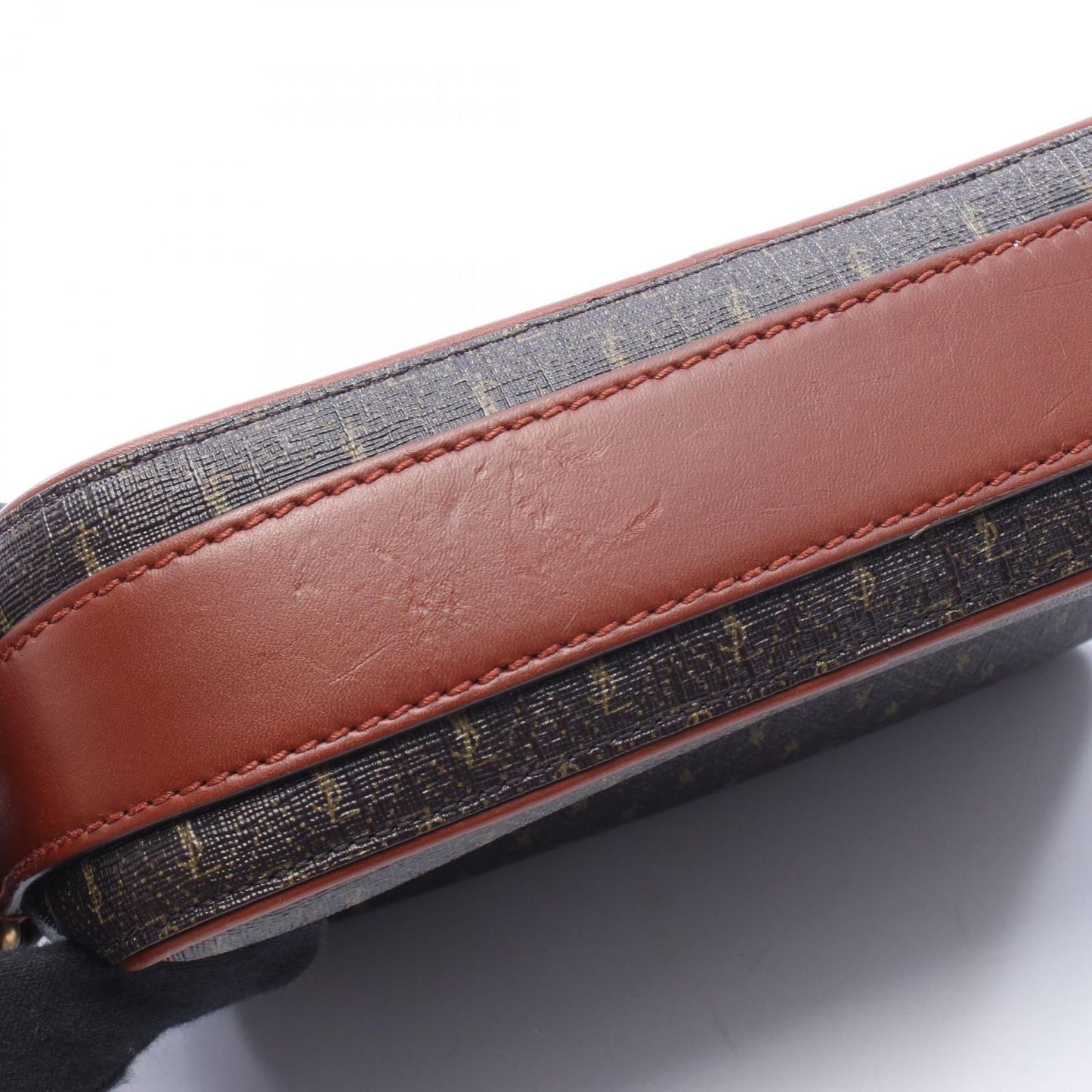 Saint Laurent Paris Shoulder Bag Monogram Dark Brown Canvas Leather — view 5