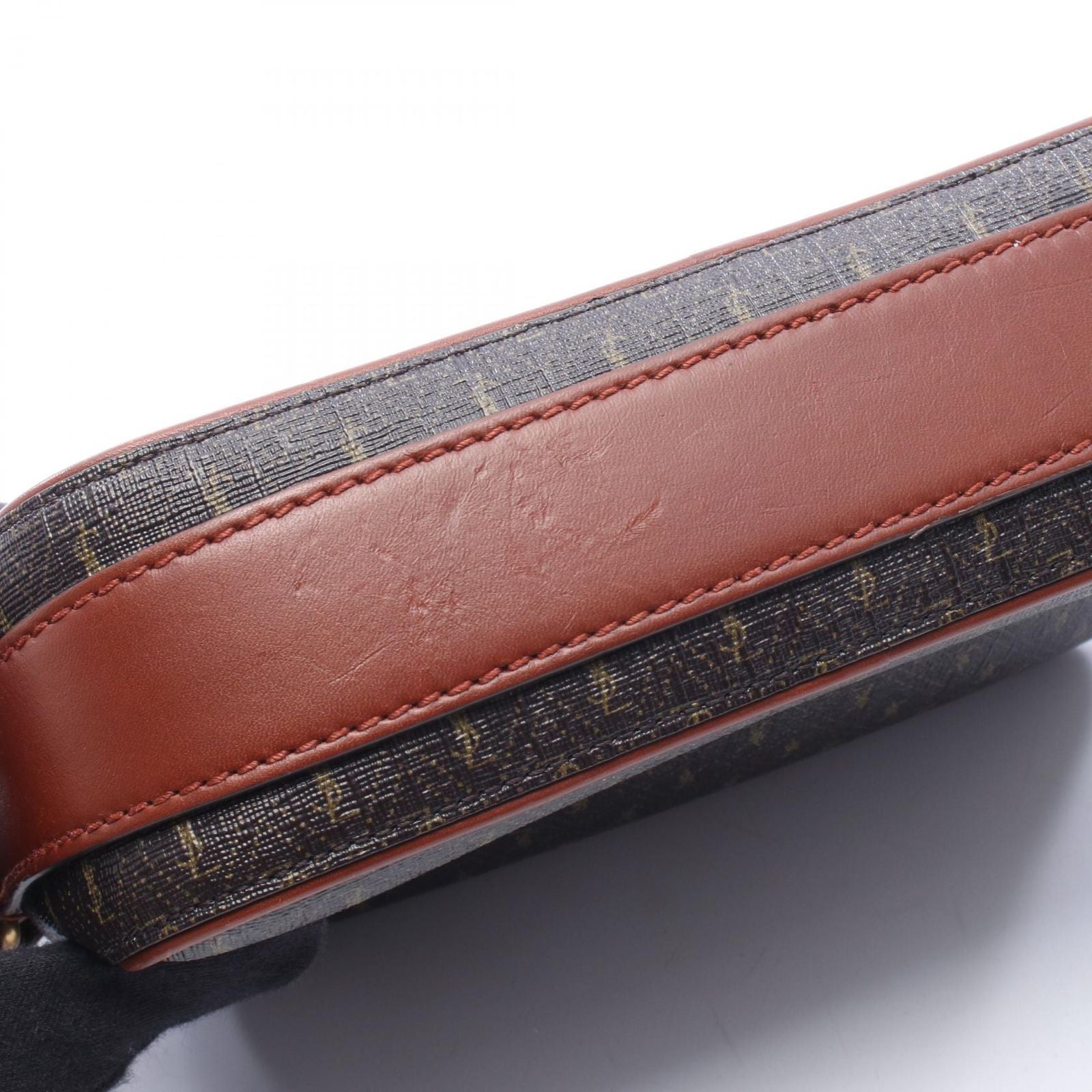 Saint Laurent Paris Shoulder Bag Monogram Dark Brown Canvas Leather — view 5