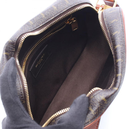 Saint Laurent Paris Shoulder Bag Monogram Dark Brown Canvas Leather — view 3