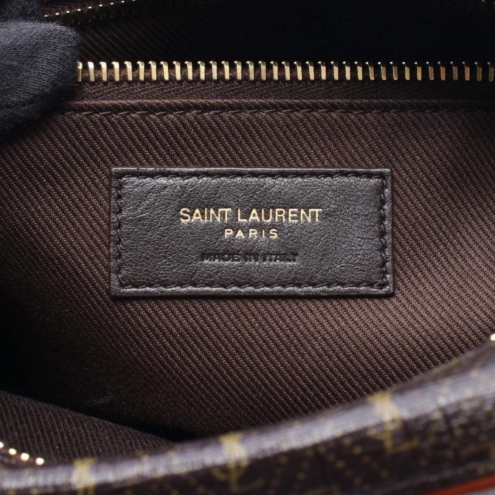 Saint Laurent Paris Shoulder Bag Monogram Dark Brown Canvas Leather — view 4