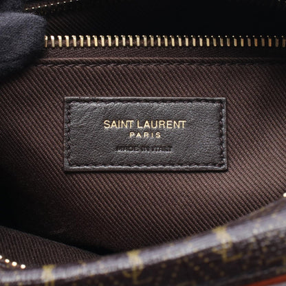Saint Laurent Paris Shoulder Bag Monogram Dark Brown Canvas Leather — view 4
