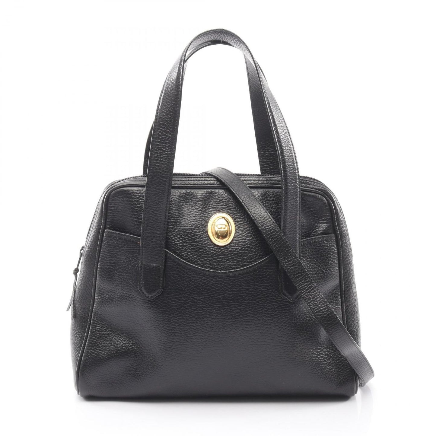 Dior Handbag CD 2-Way Black Leather CD Logo Hand