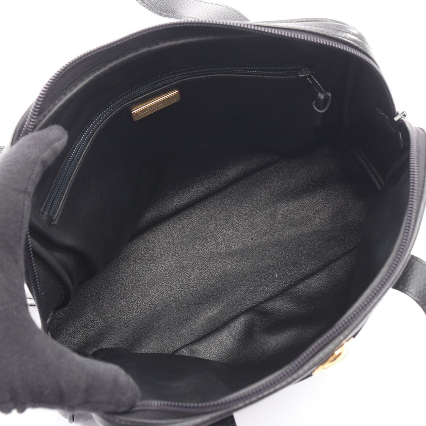 Dior Handbag CD 2-Way Black Leather CD Logo Hand — view 3