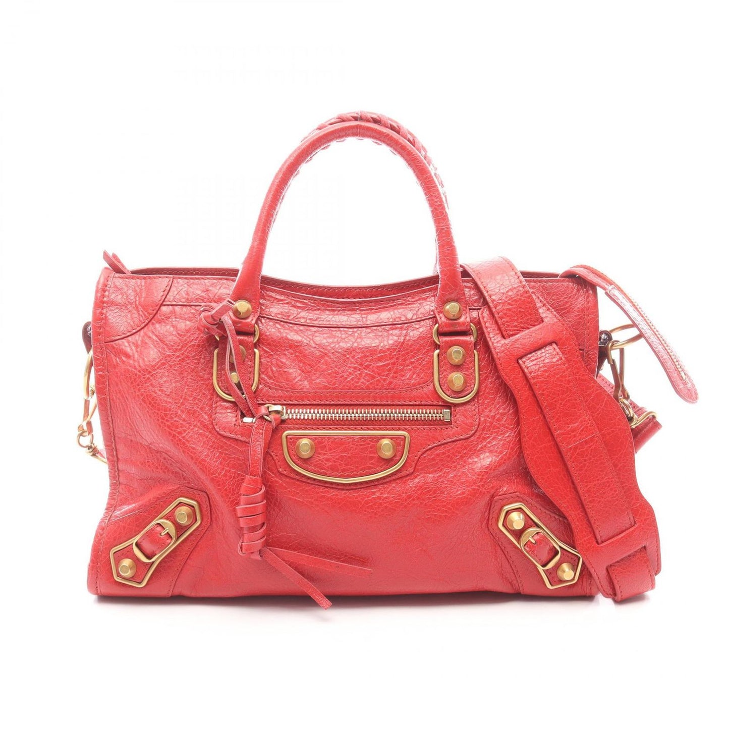Balenciaga Handbag City Small 2-Way Red Leather Classic Small Shoulder