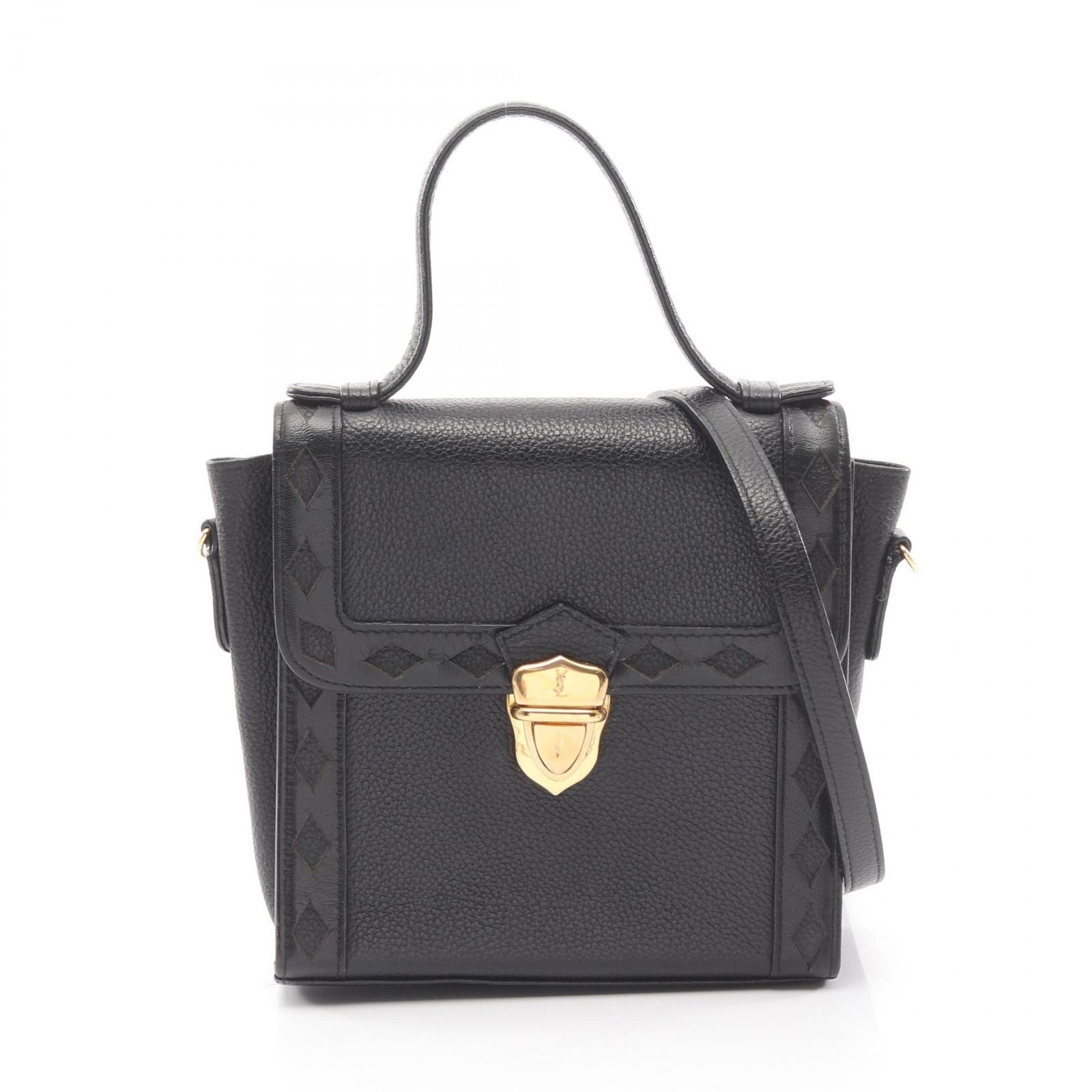 Saint Laurent Yves Handbag 2-Way Black Leather