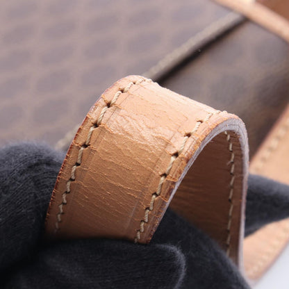 Celine Shoulder Bag Macadam Circle Logo Dark Brown Canvas Leather — view 8