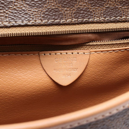 Celine Shoulder Bag Macadam Circle Logo Dark Brown Canvas Leather — view 4