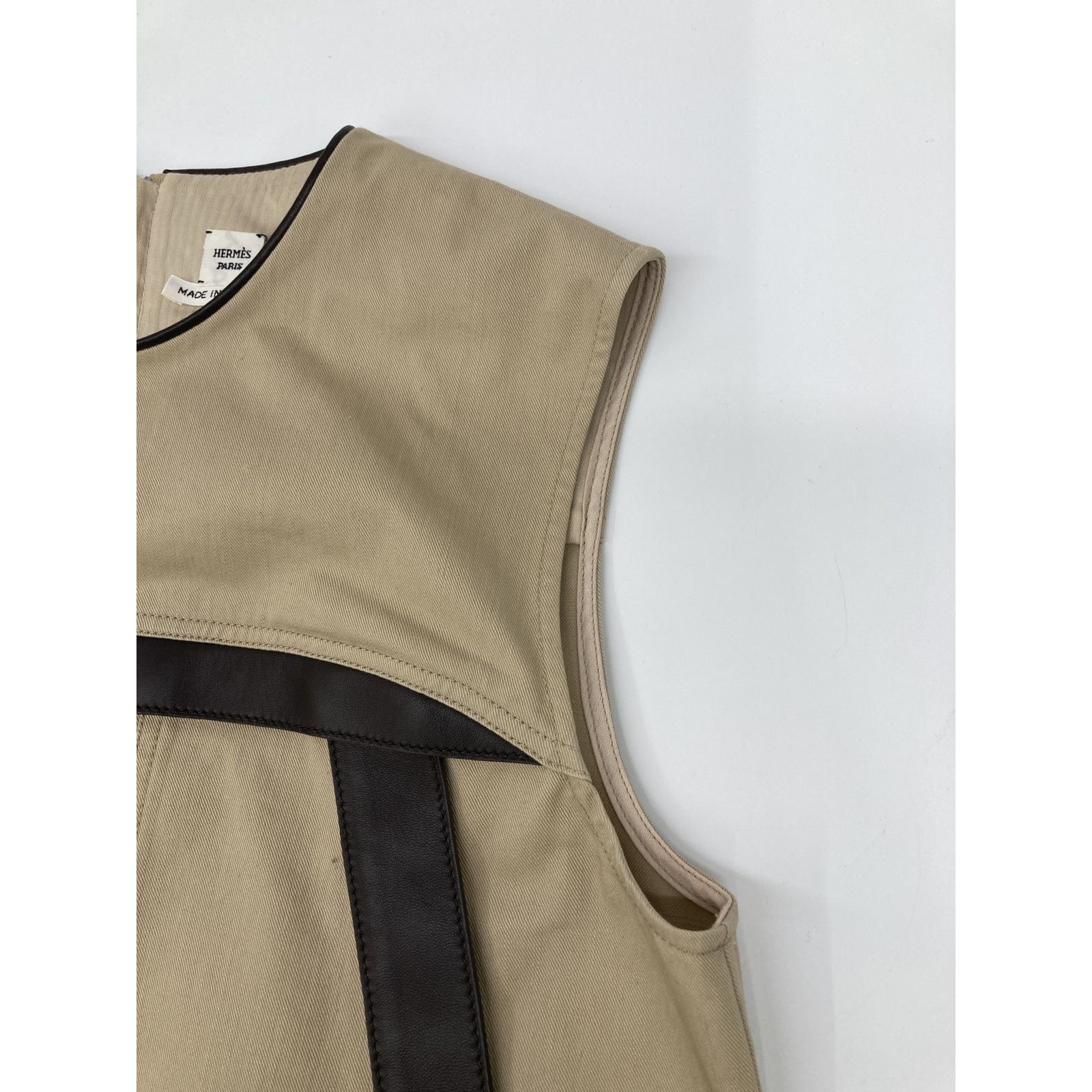 Hermes Leather Cotton Contrast Belt Sleeveless 36 — view 8