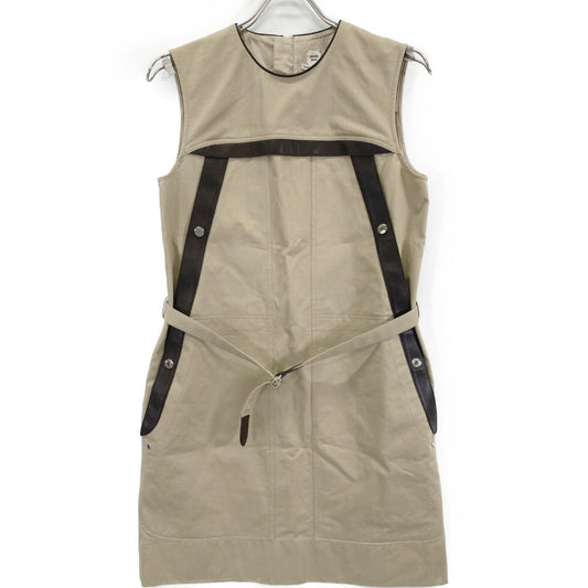 Hermes Leather Cotton Contrast Belt Sleeveless 36
