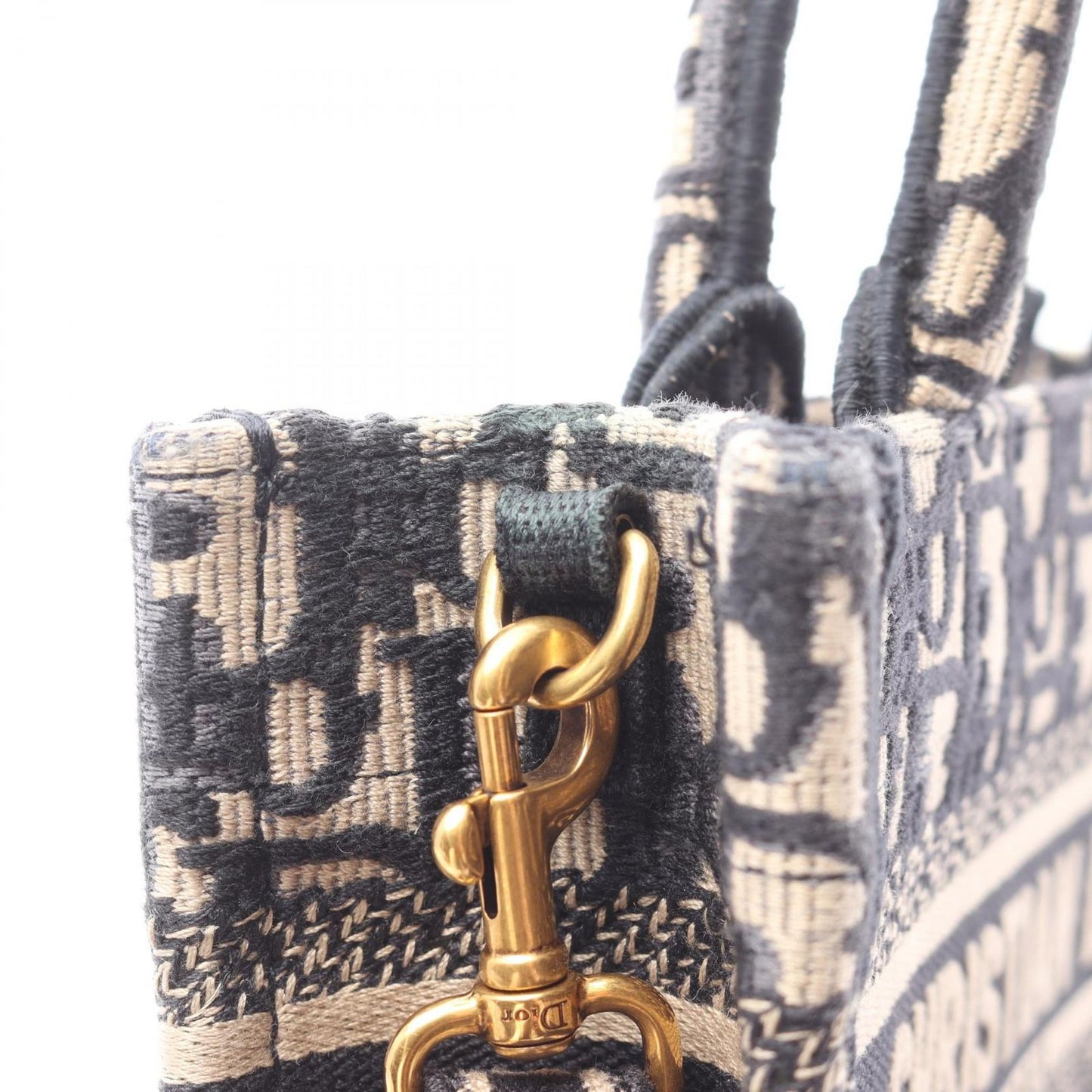 Dior Tote Book Mini 2-Way Beige Navy Canvas Oak — view 7