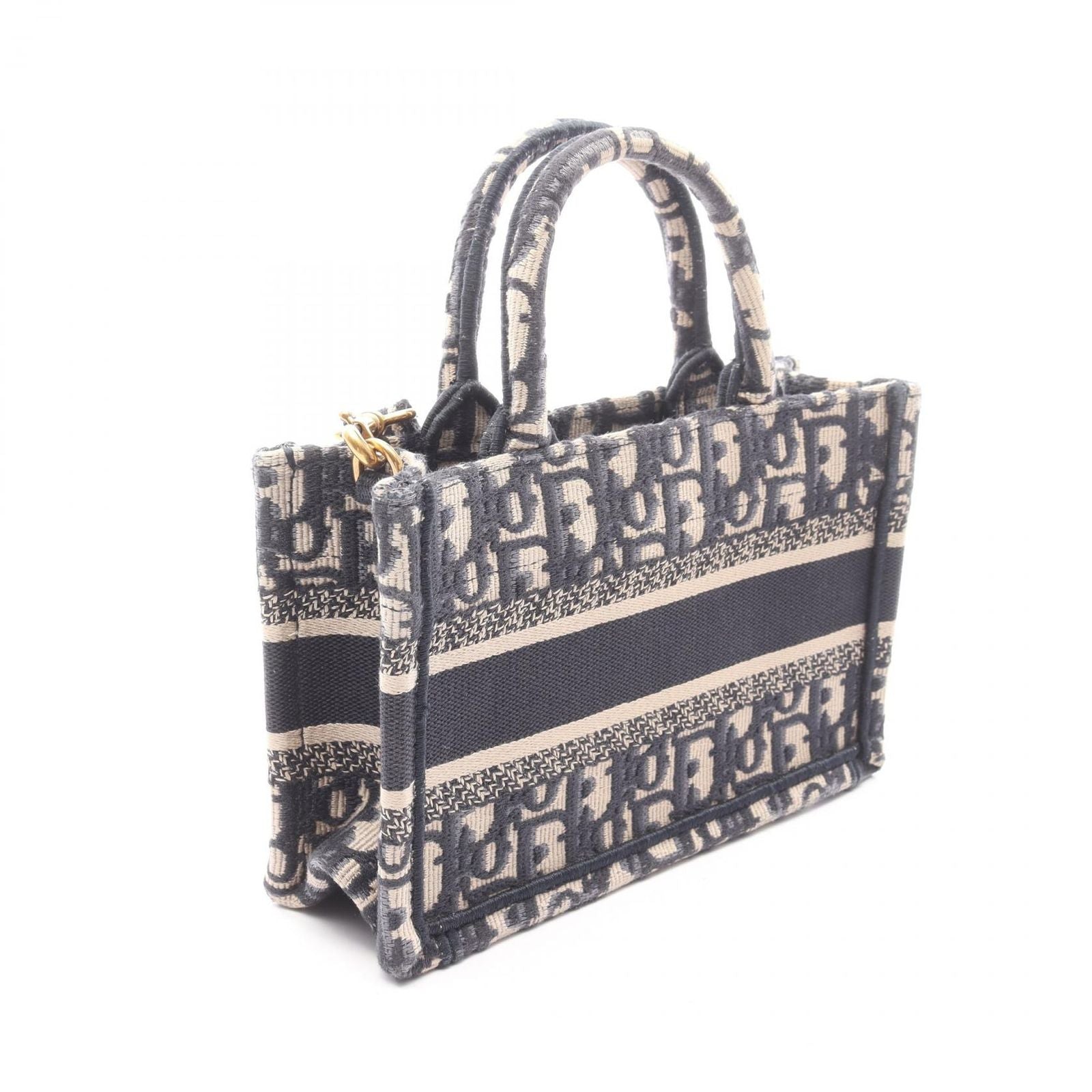 Dior Tote Book Mini 2-Way Beige Navy Canvas Oak — view 2