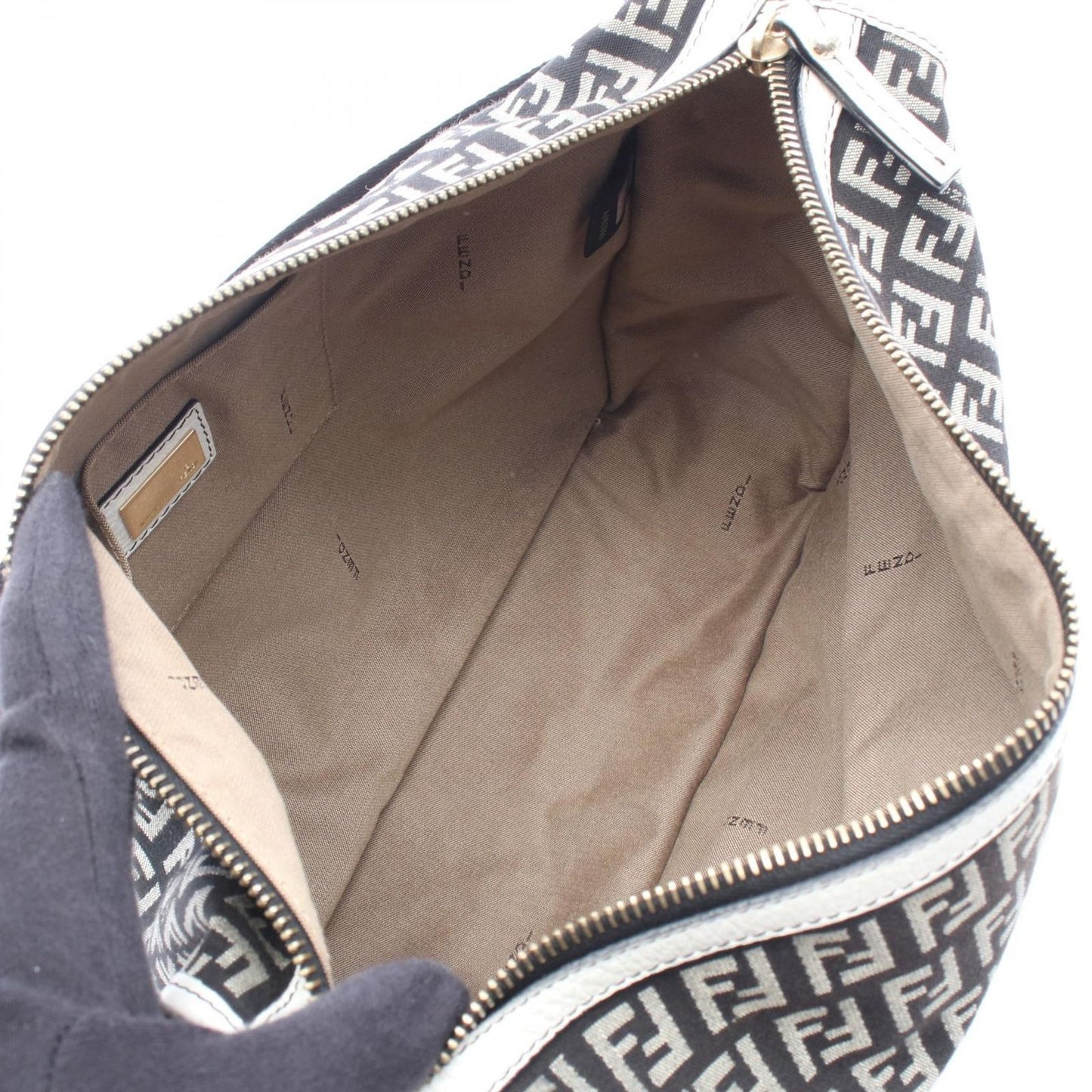 Fendi Shoulder Bag Zucchino Black Canvas Leather Zucchini — view 3