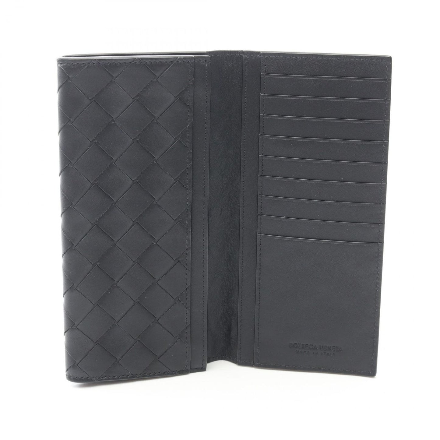 Bottega Veneta Billfold Intrecciato Black Leather Long Wallet — view 3