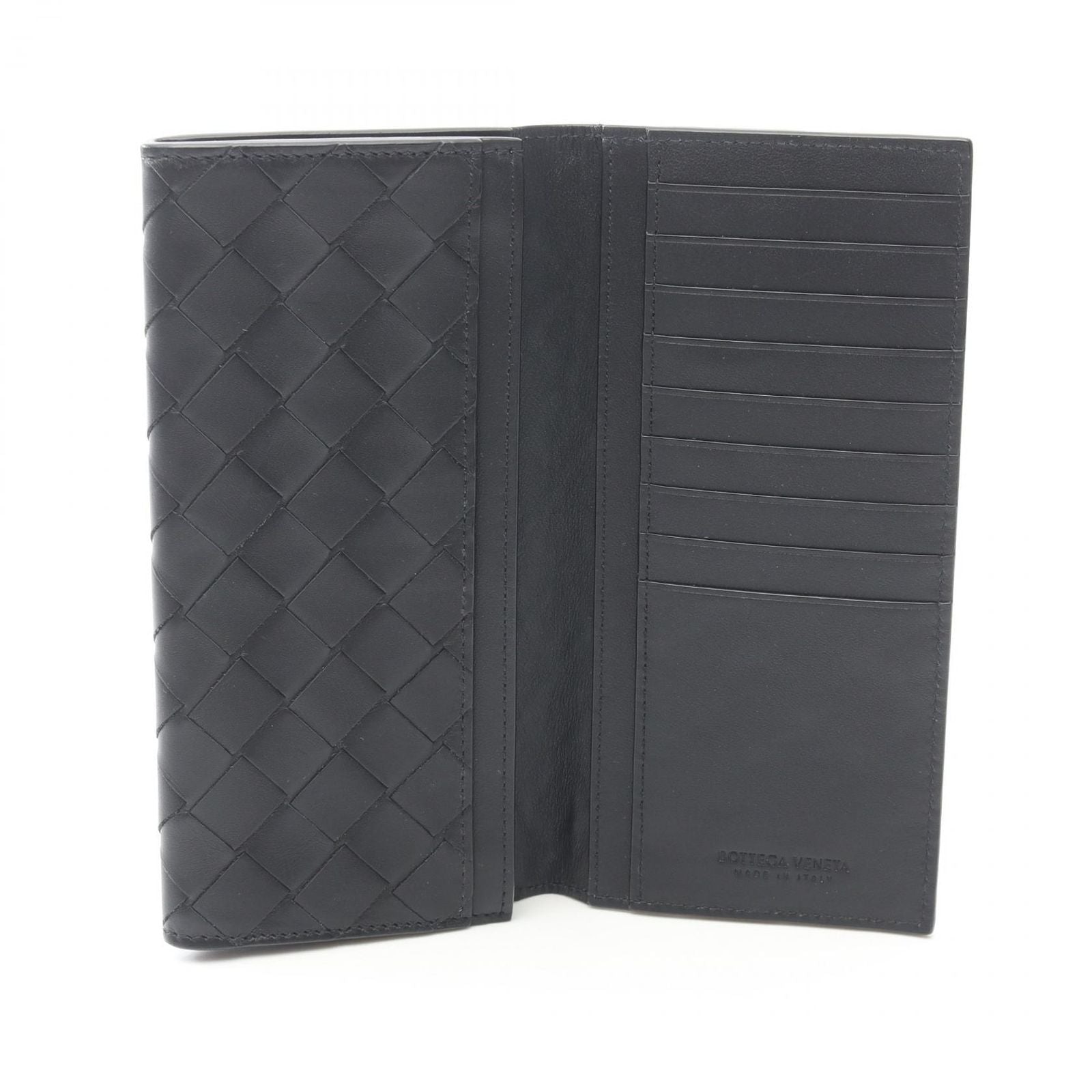 Bottega Veneta Billfold Intrecciato Black Leather Long Wallet — view 3