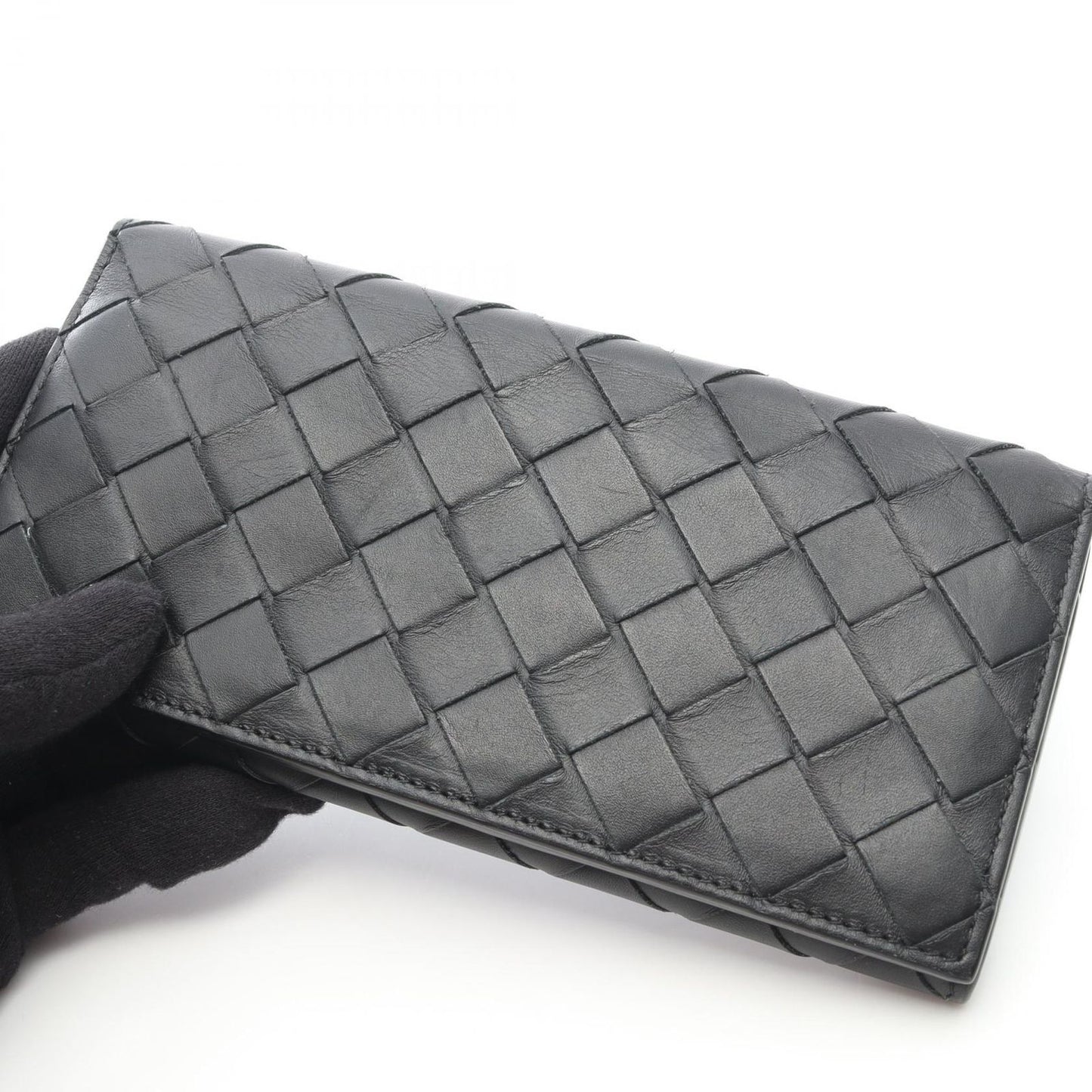 Bottega Veneta Billfold Intrecciato Black Leather Long Wallet — view 7