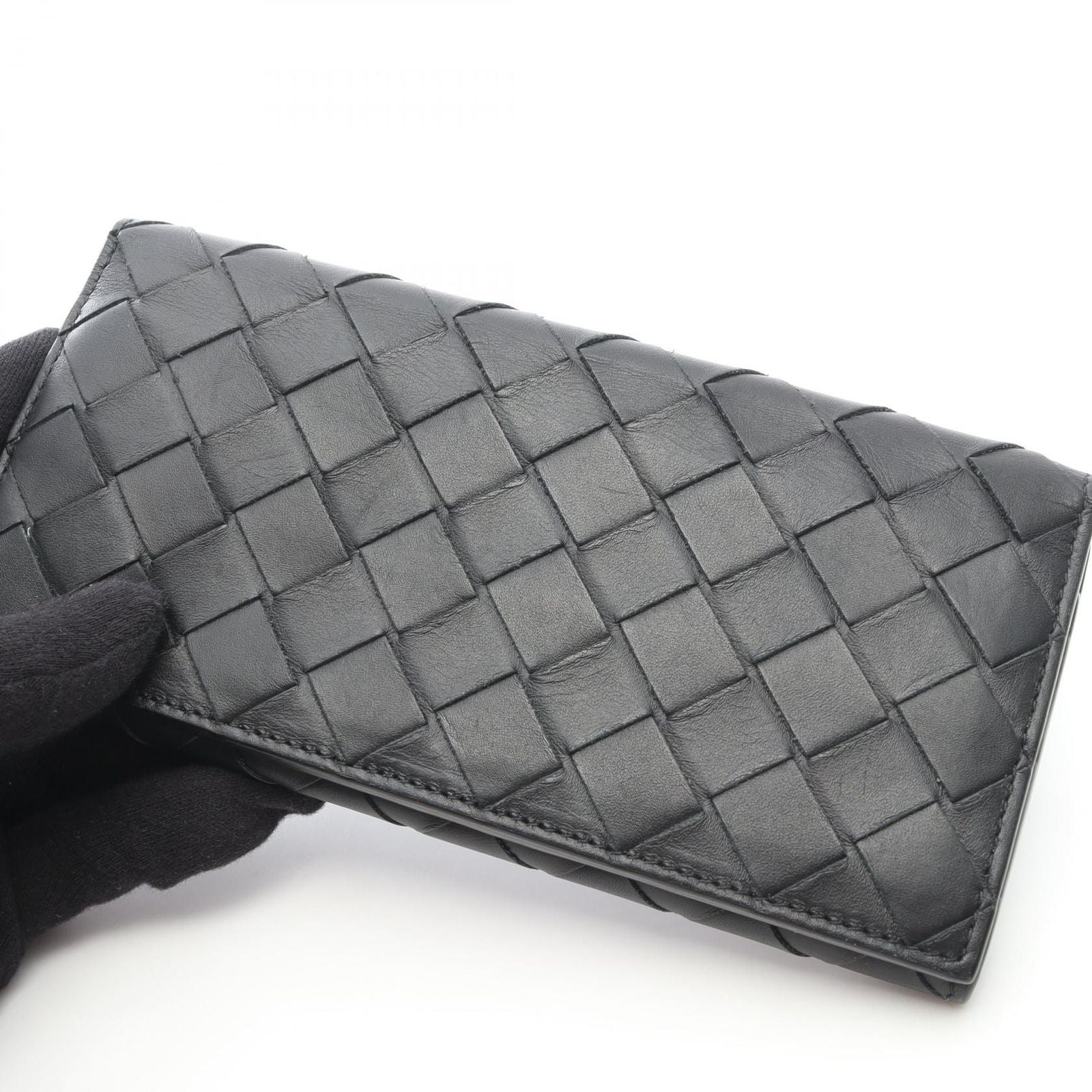 Bottega Veneta Billfold Intrecciato Black Leather Long Wallet — view 7