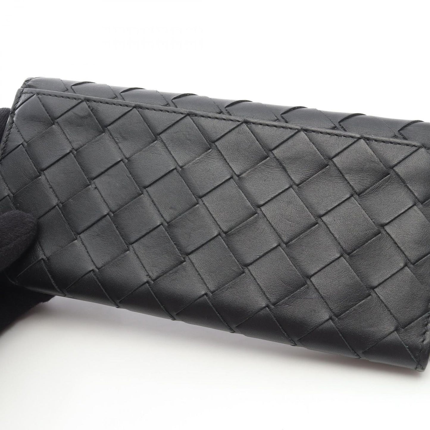 Bottega Veneta Billfold Intrecciato Black Leather Long Wallet — view 6