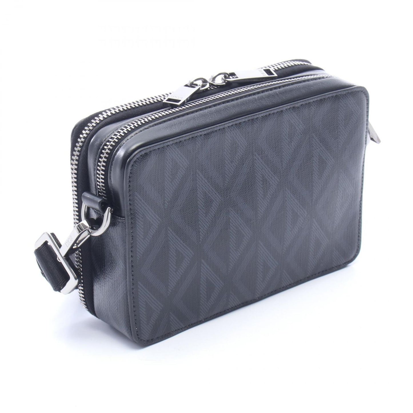 Dior Shoulder Bag CD Diamond Messenger Pouch Gray Black Canvas Leather — view 2